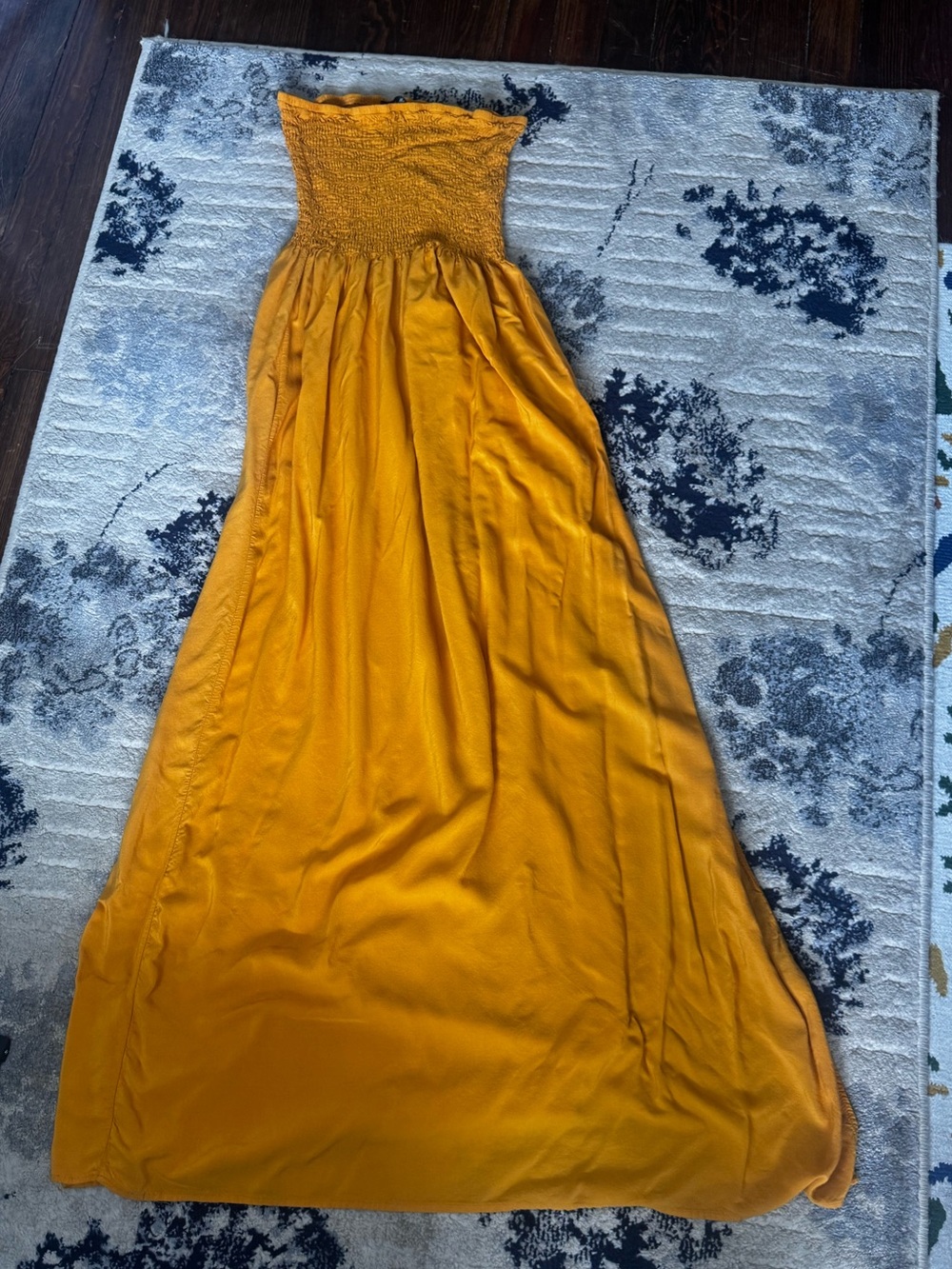 Strapless Smocked Maxi Dress - Mustard Yellow